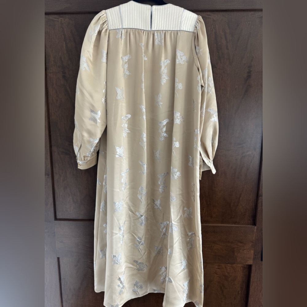 Tory Burch Mushroom Lurex Satin Gown 100% Silk $698 Retail - Picture 3 of 8